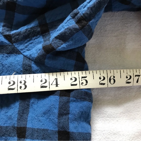 Habitat swing tunic blue black mixed plaid check print crinkled cotton XXL - Picture 3 of 7